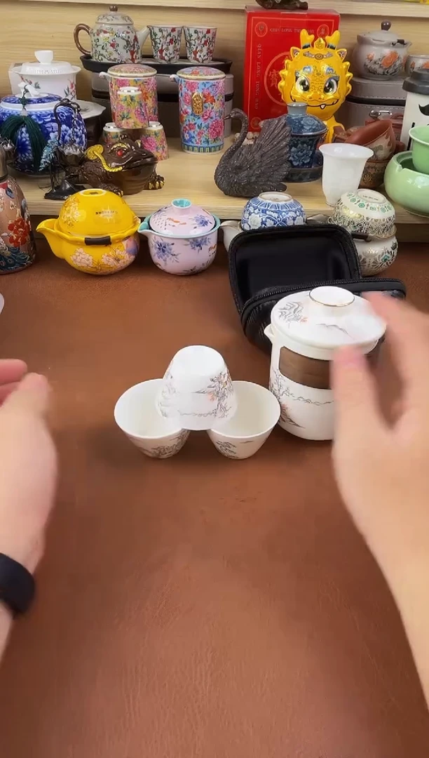 陶瓷茶具摆件旅行套组
