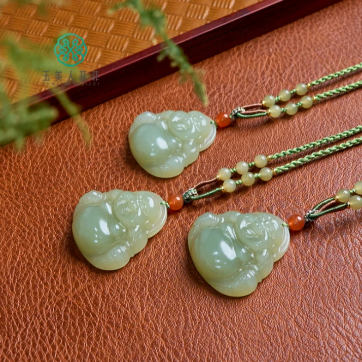 石惑珠宝~和田玉佛公约35mm吊坠-多样性发一