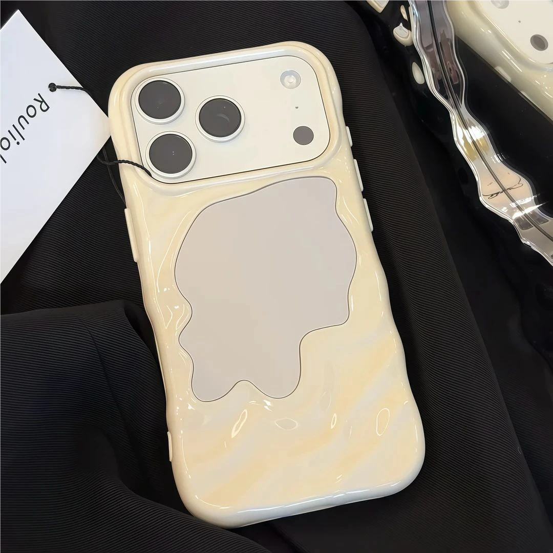适用iPhone17/16promax波浪镜子唯美手机壳苹果17pro时尚15/14p