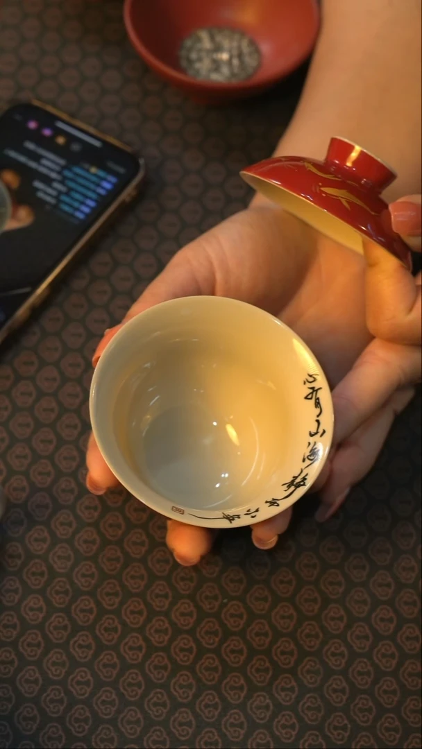 【闪购商品】【故宫红】手工手绘茶壶茶具