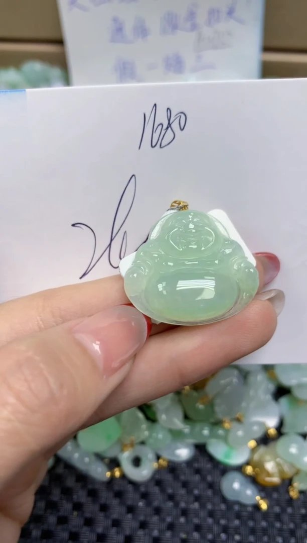 【闪购商品】翡翠颈饰18K金镶嵌天然缅甸A货翡翠