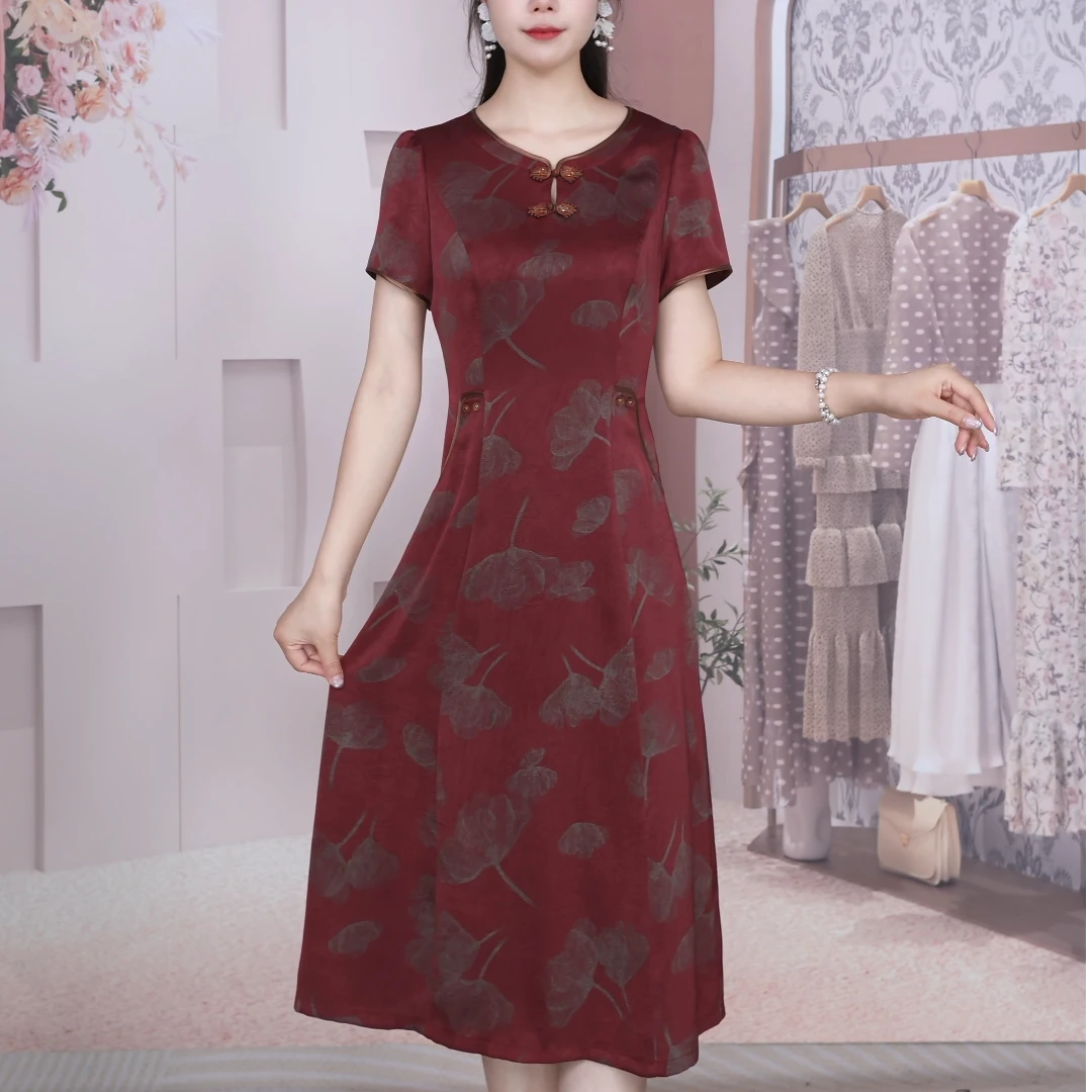 【梦雅衣橱】2025显瘦修身新中式夏季新款气质国风高贵精致连衣裙