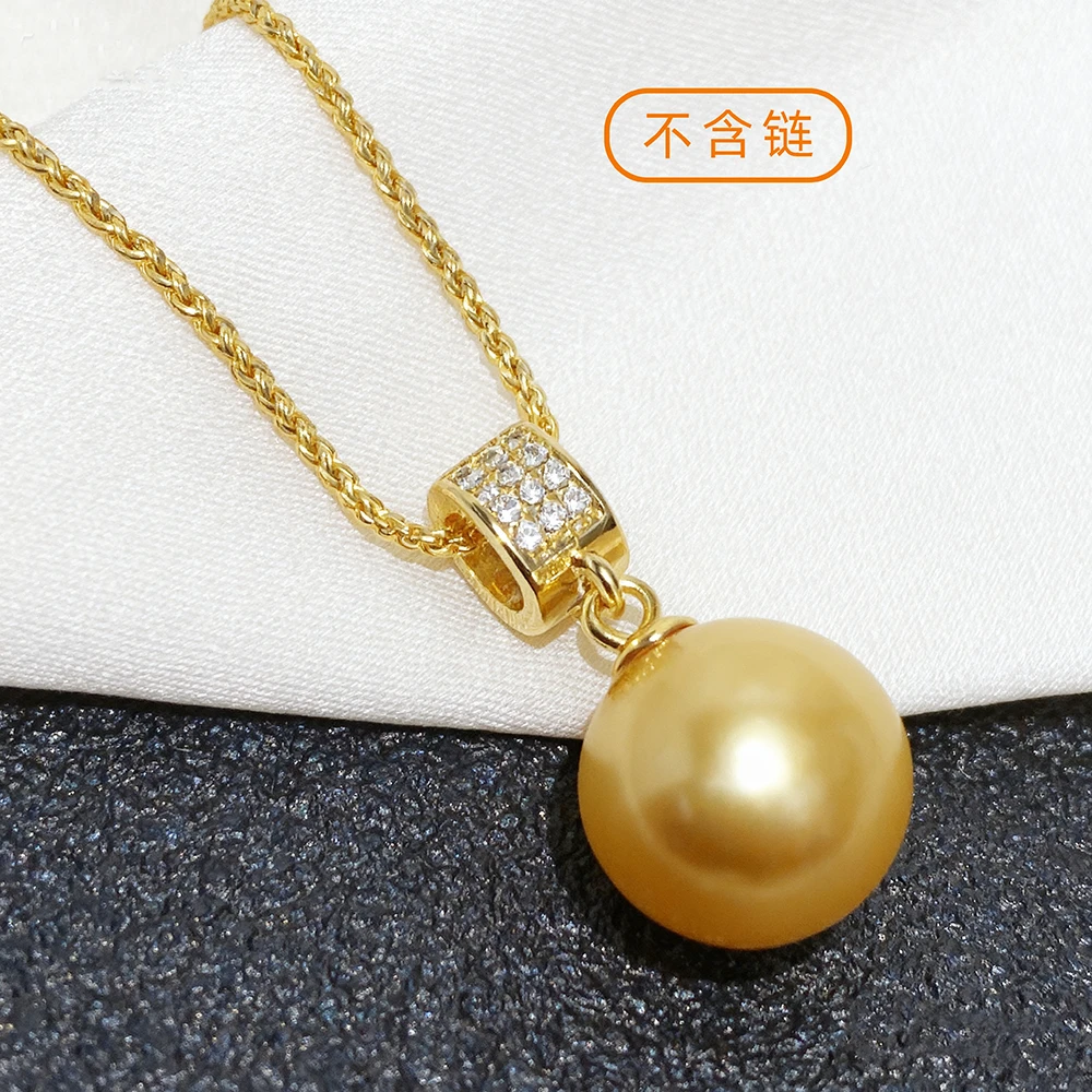 铜合金仿珍珠吊坠 14-15mm南洋金色圆桶款施家贝珠吊坠DZB206