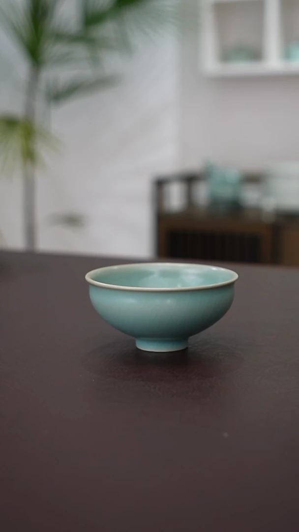 天青釉束口盏  精品