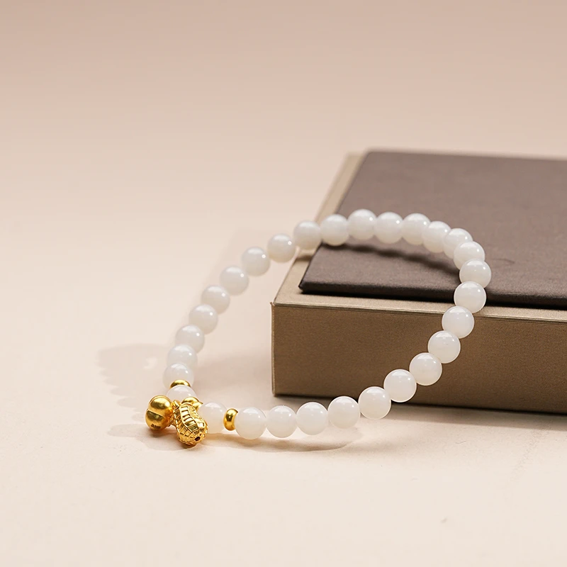 新疆和田玉-白玉 且末高白 好事发生卡6mm手串多样发一