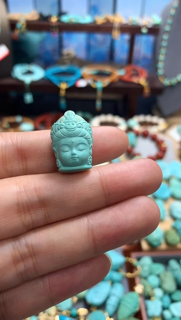 未镶嵌绿松石挂件观音