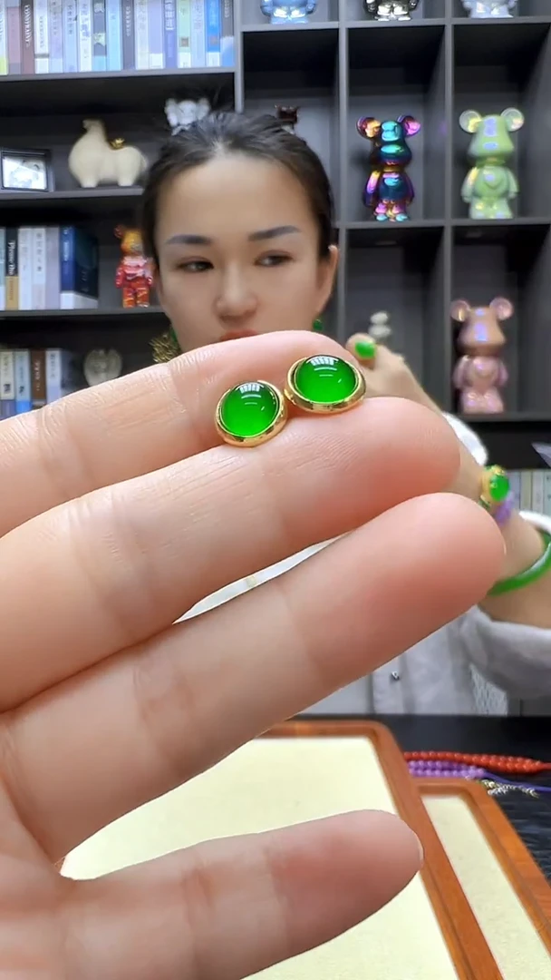 翡翠14K金镶嵌颈饰沉白diy劲饰