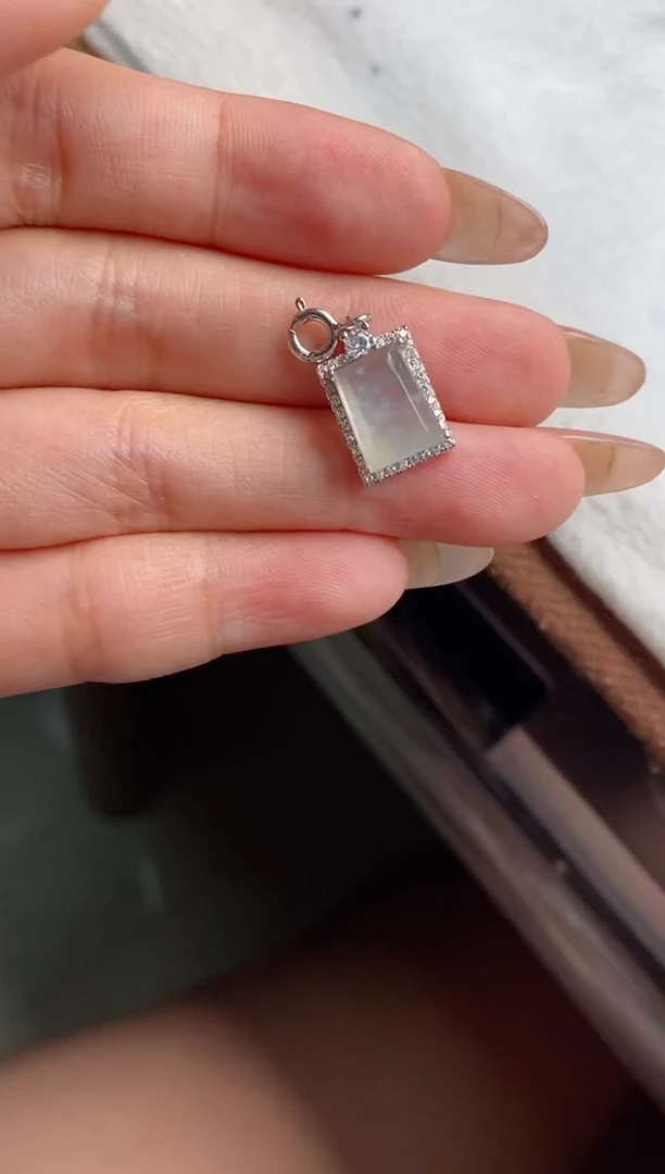 银S925镶嵌戒指翡翠天然A货翡翠
