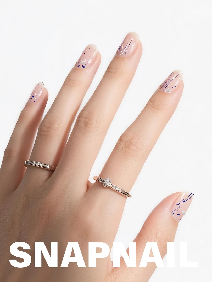 SNAPNAIL中国风抽象水墨烫银气质风凝胶美甲贴