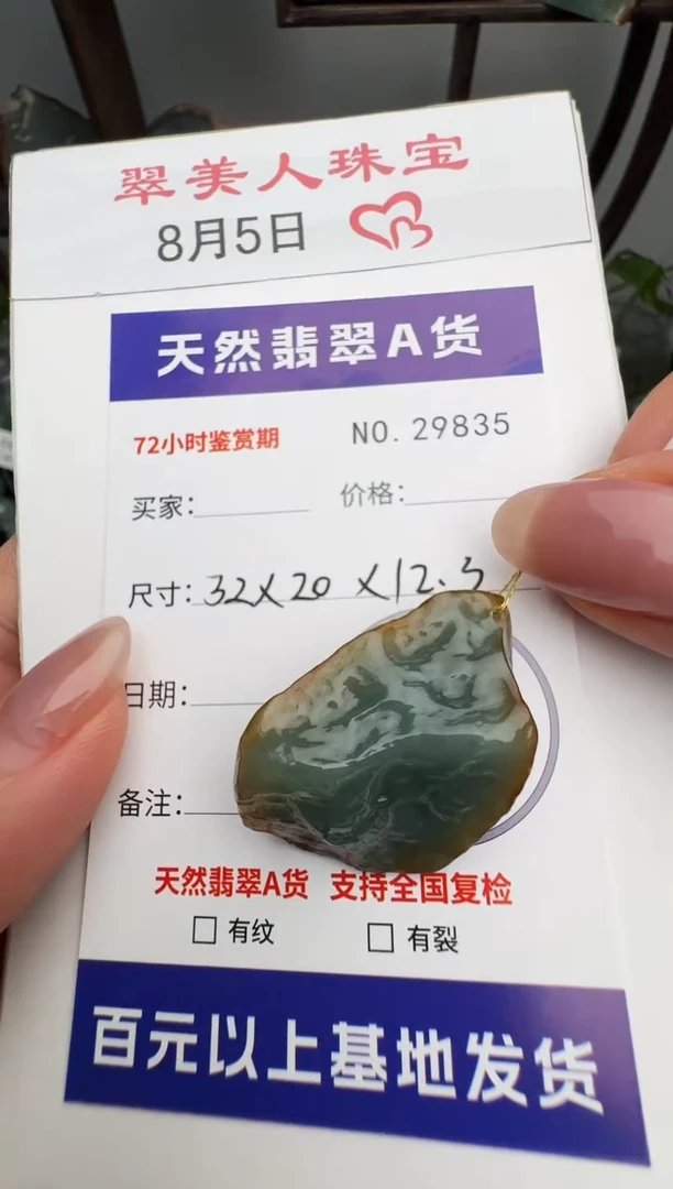 翡翠未镶嵌颈饰原石29835