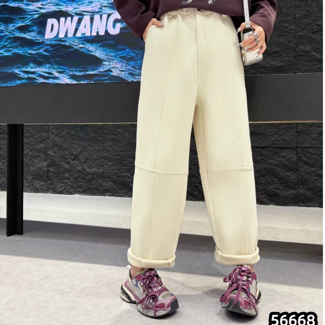 D56668冬季新款时尚洋气哈伦裤宽松显瘦遮肉潮流百搭加绒裤子