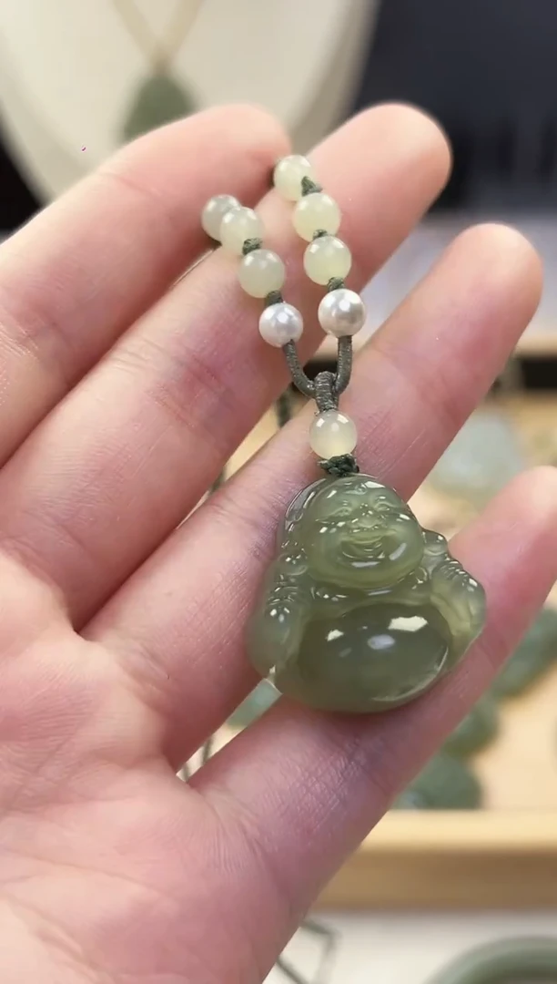 项链未镶嵌和田玉25mm佛公