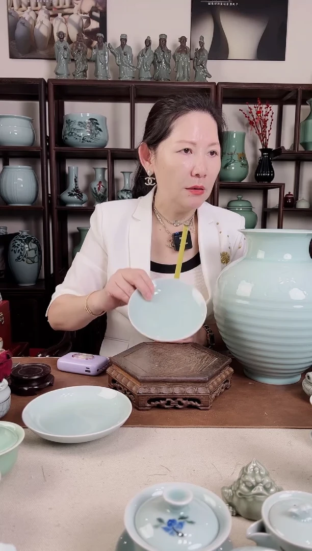 纯手工 粉青 壶承（小）