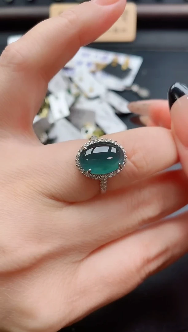 银S925镶嵌戒指翡翠1
