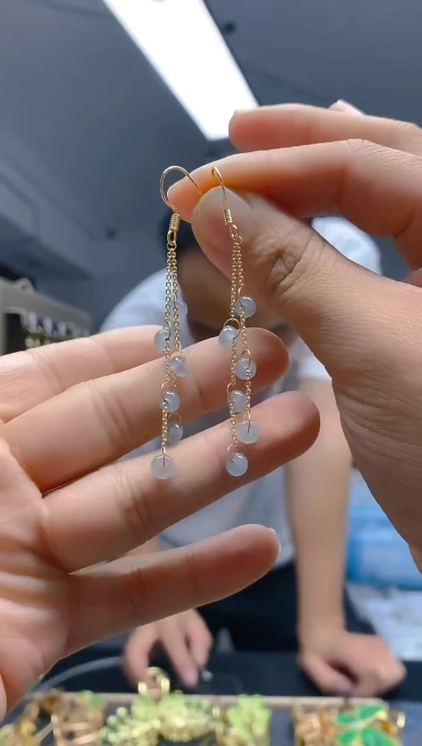 【闪购商品】翡翠耳饰合金357翡翠耳钩