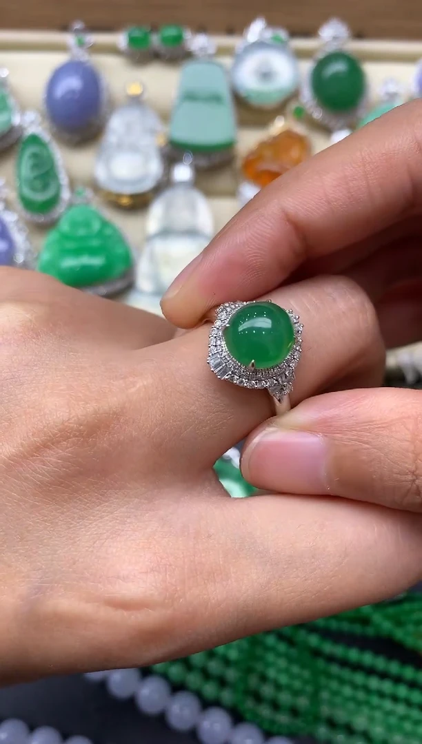 翡翠戒指18K金镶嵌321-中国好珍宝