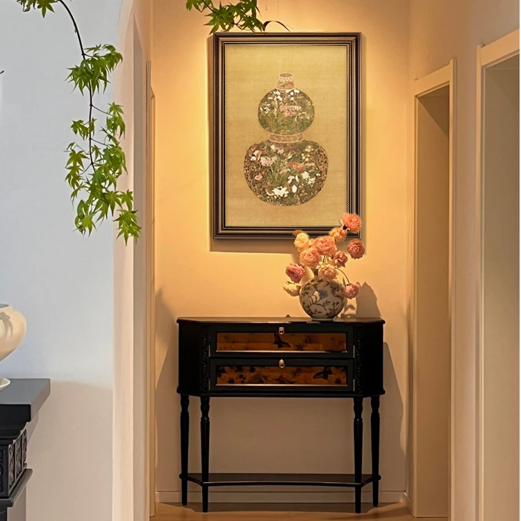 葫芦挂画中古风入户玄关装饰画新中式复古福禄美式餐厅壁画高级感