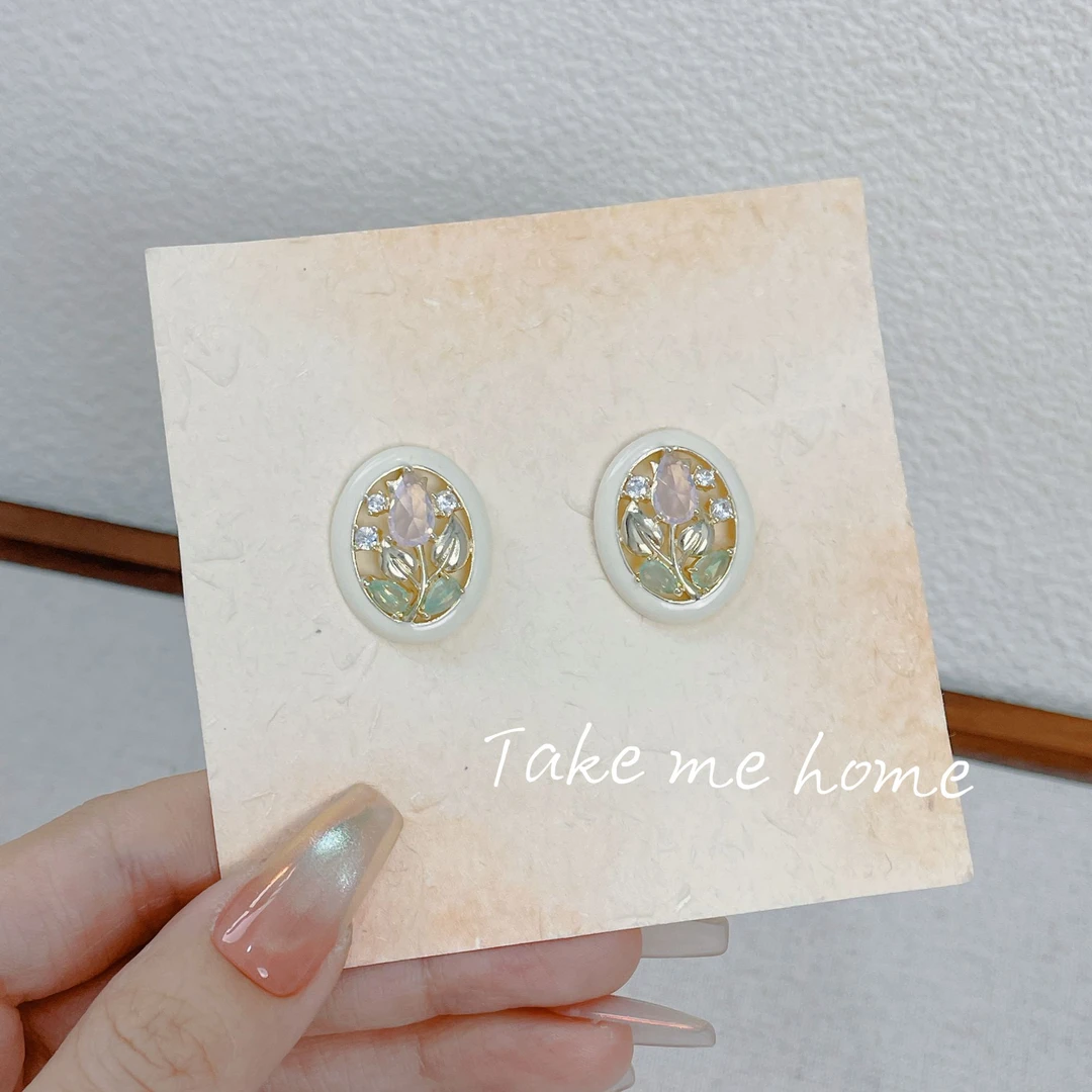 铜合金耳饰 复古小众郁金香耳钉EH170