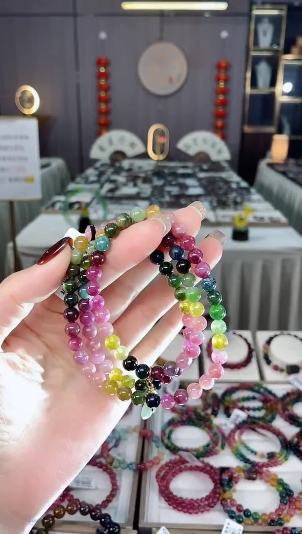 未镶嵌老矿碧玺三圈手串6mm+碧玺dan多样性发货一条