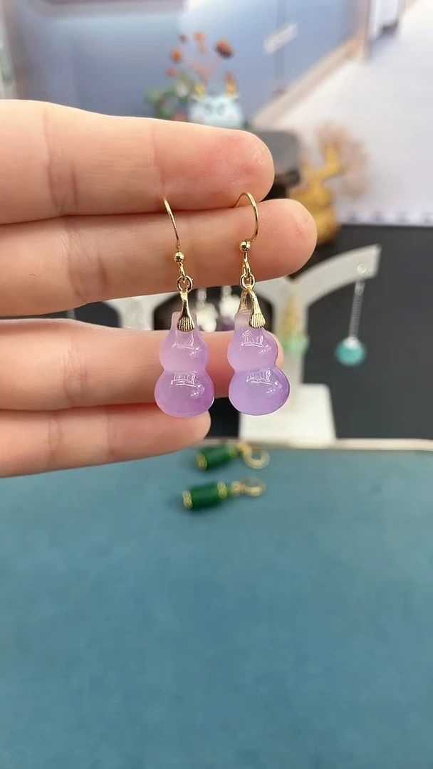 未镶嵌耳饰紫晶紫色葫芦