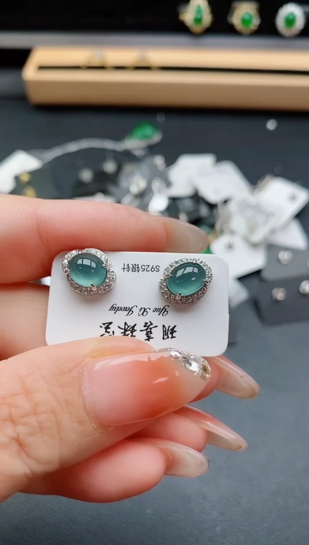 银S925镶嵌戒指翡翠1