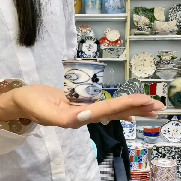 【单支】日本进口一诚陶苑点彩纹酒杯