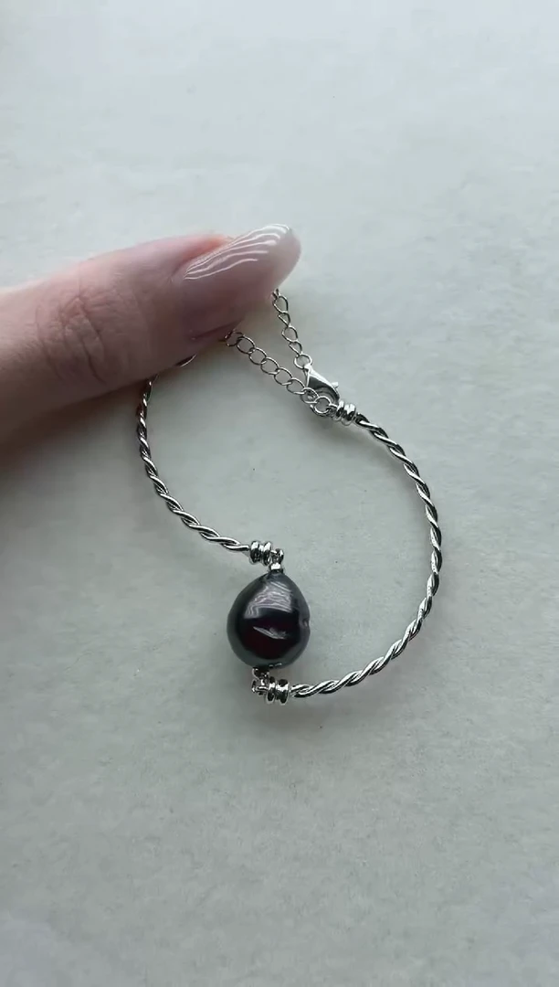 银S925镶嵌海水珍珠手镯93