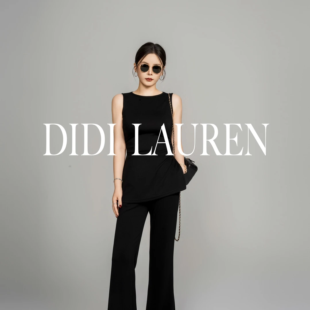 DIDI LAUREN“暮光岛”美式复古显瘦开叉款无袖上衣