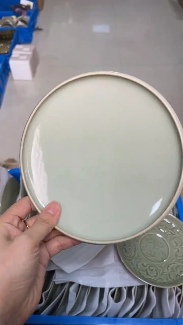 陶瓷纯手工月白釉壶承（一个）