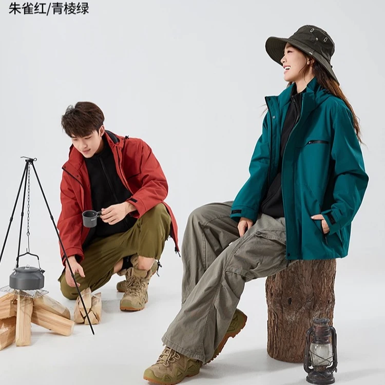 户外冲锋衣男女秋冬季加绒加厚两件套定制印logo防风防水登山外套