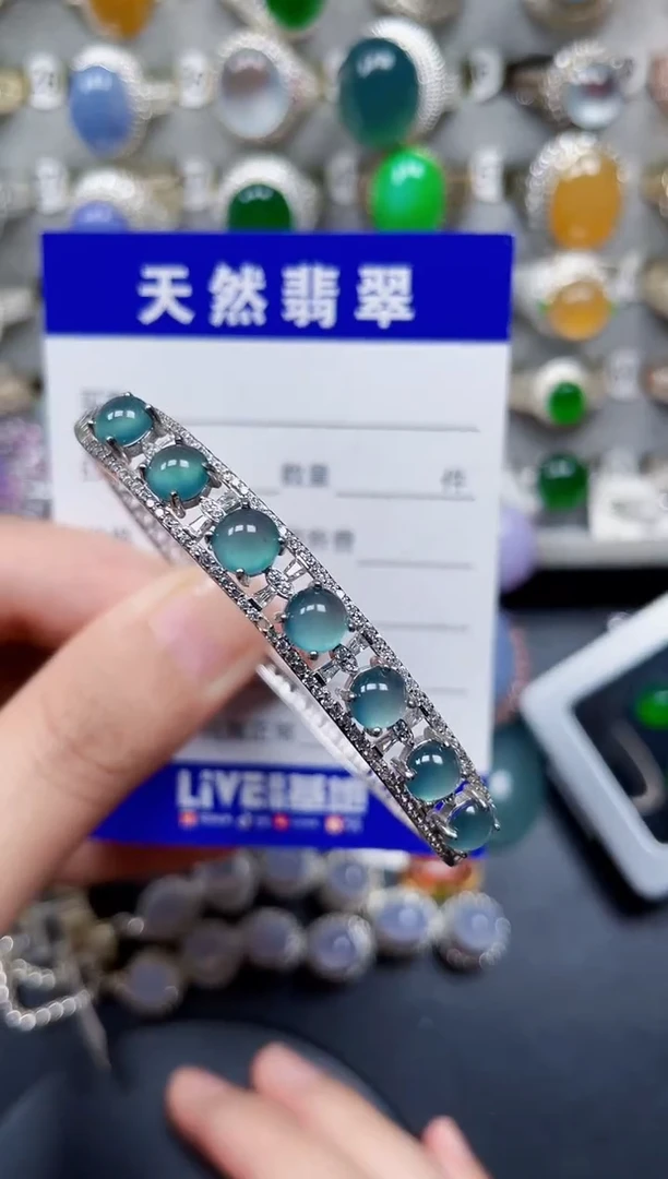 银S925镶嵌手镯翡翠95
