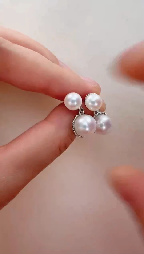 【闪购商品】淡水珍珠耳饰合金双珠灵动银色