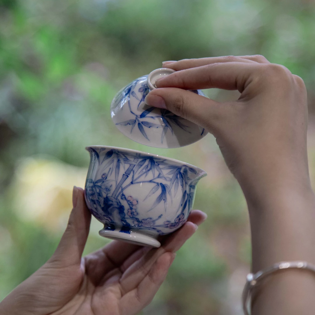 QQX0163青樵轩-梅竹双清盖碗