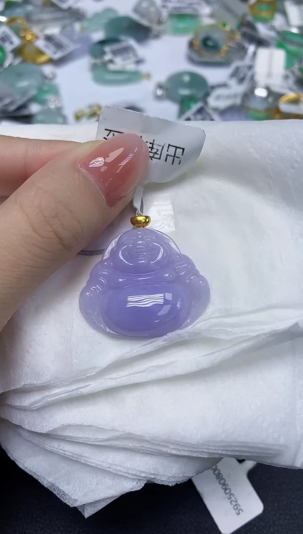 颈饰18K金镶嵌翡翠天然缅甸翡翠A货多样性发一件