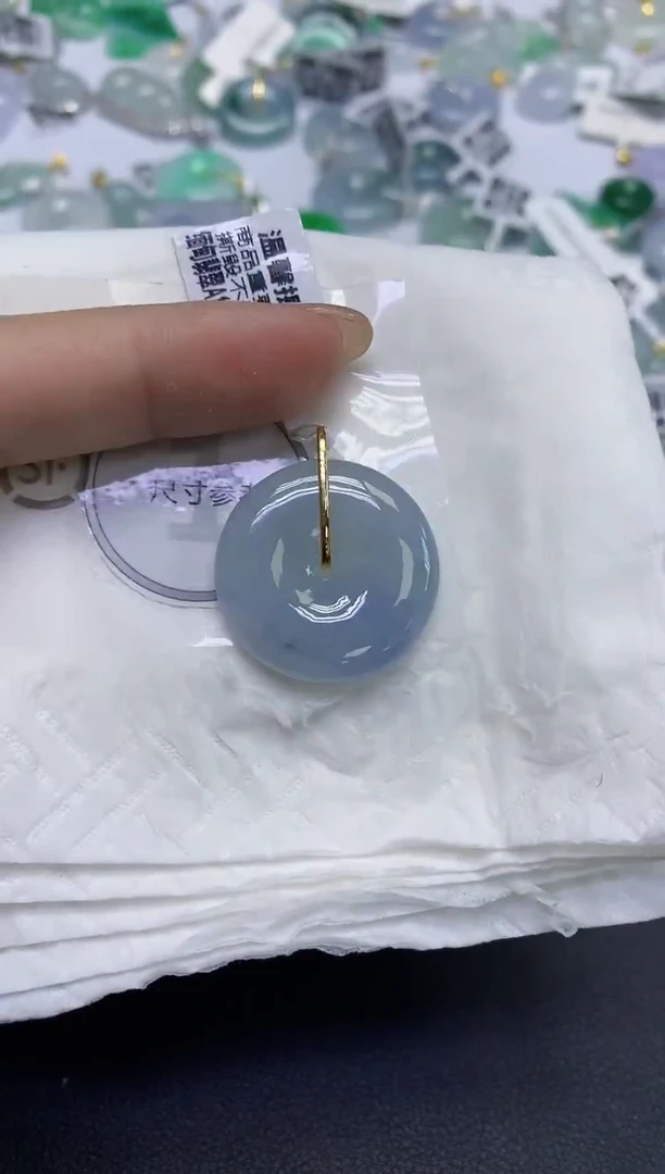 颈饰18K金镶嵌翡翠天然缅甸翡翠A货百元以上9元证书费自理