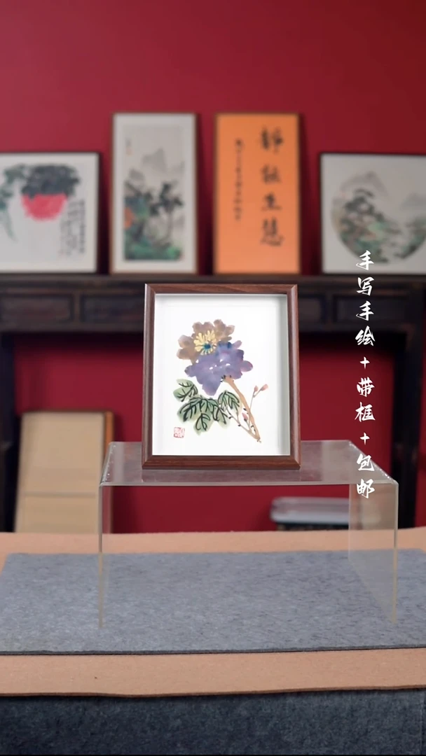 国画手写手绘-10寸摆台花鸟作品