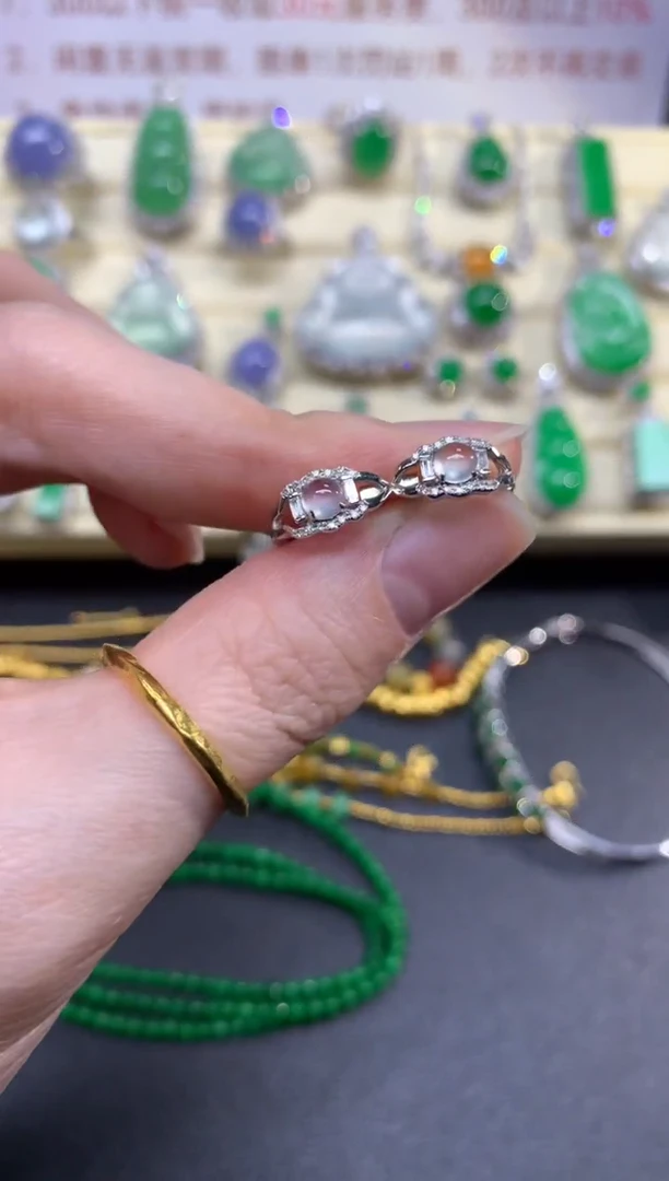 翡翠18K金镶嵌耳饰耳饰|2800+280