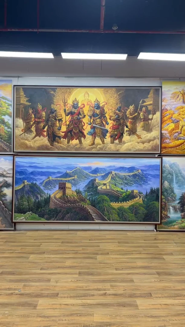 油画八大金刚办公室客厅茶室玄关走廊家居挂画客厅挂画油画版画