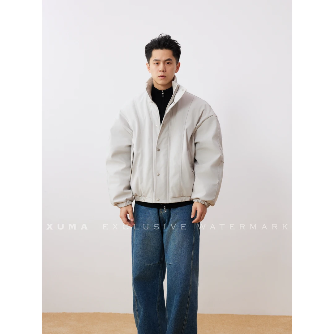 XUMA 25F/W【极简高智】90白鸭绒极简口袋蓬松舒适针织高领羽绒外套
