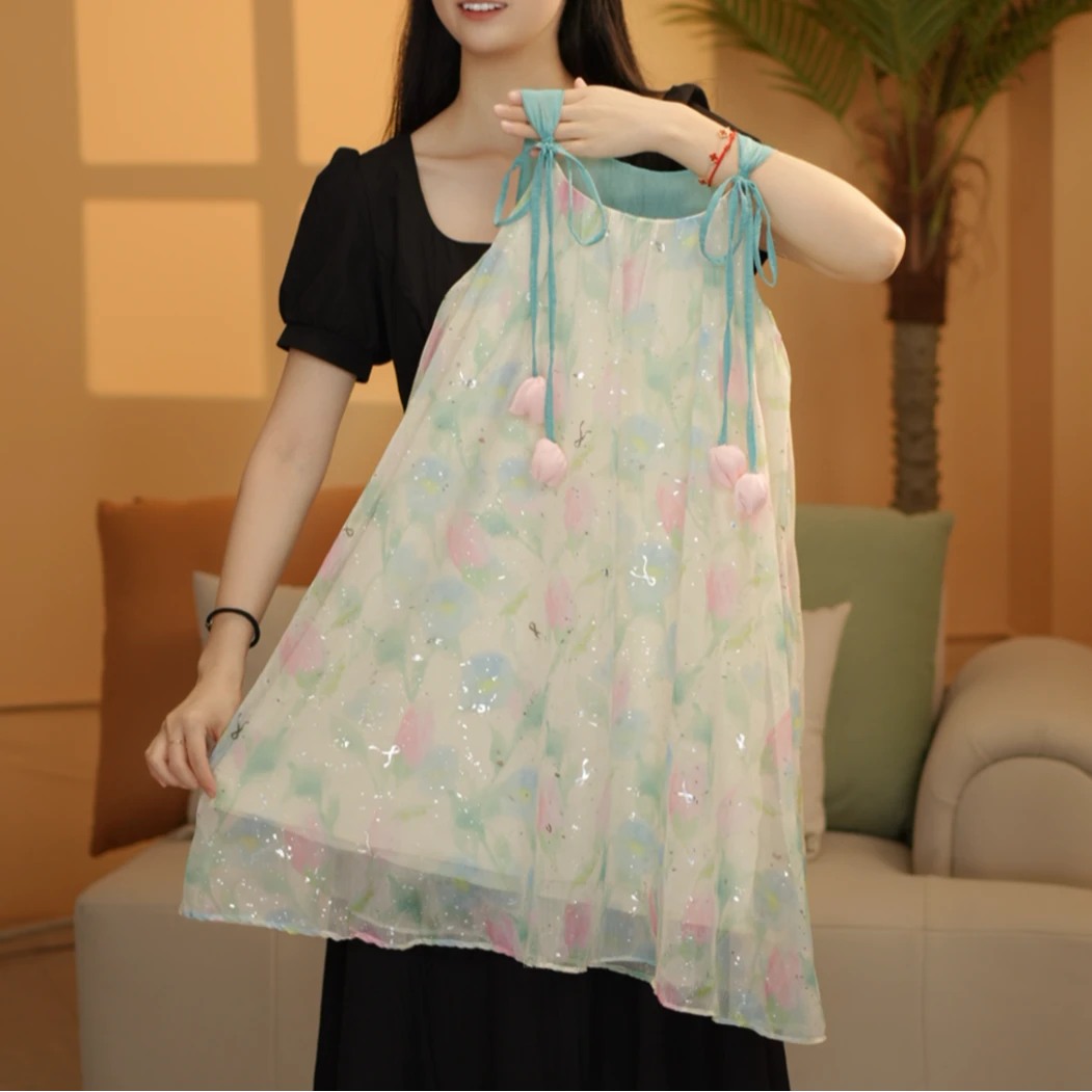 女童连衣裙2025夏季飘带碎花蛋糕连衣裙夏款公主T4230001426