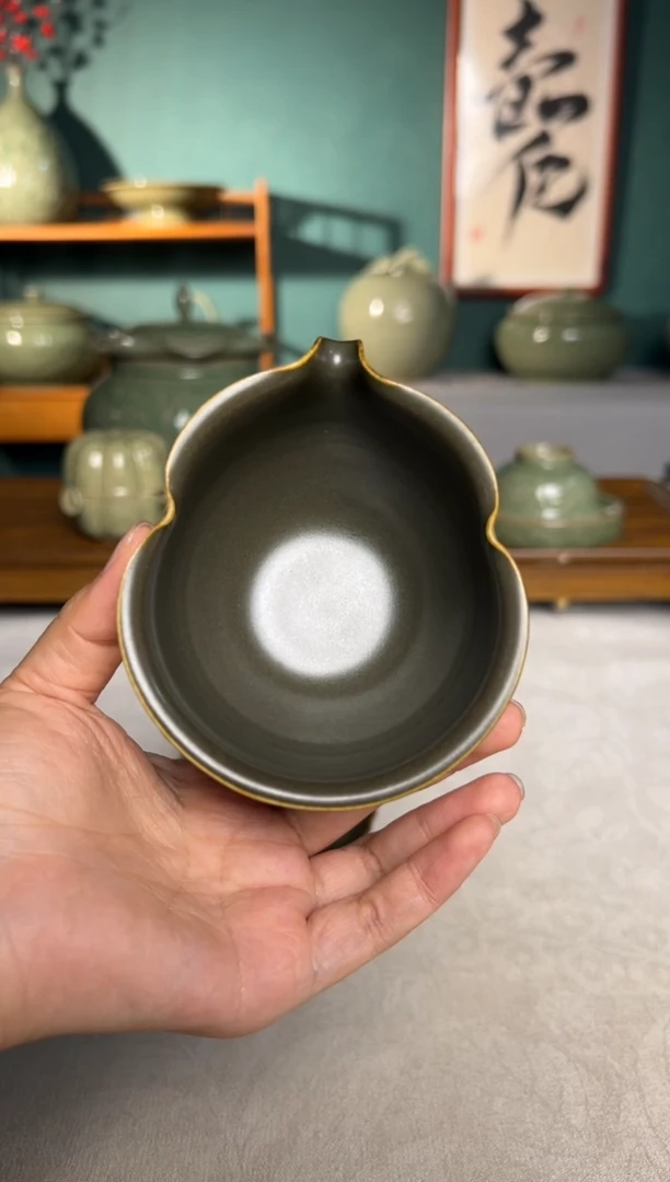 其他耀州窑全手工茶叶末釉葫芦公道杯