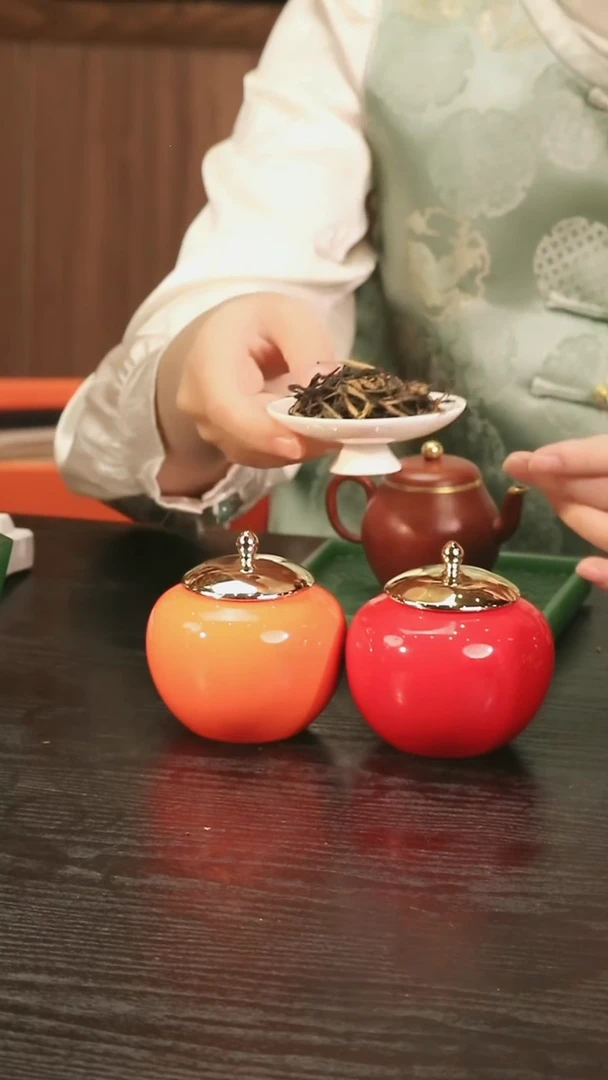 柿柿如意罐子配红茶 一对