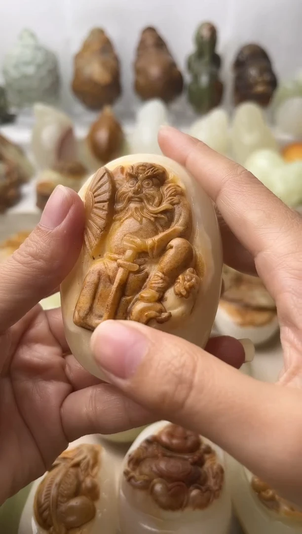 石材古青石棉纹正常不退换钟馗微瑕