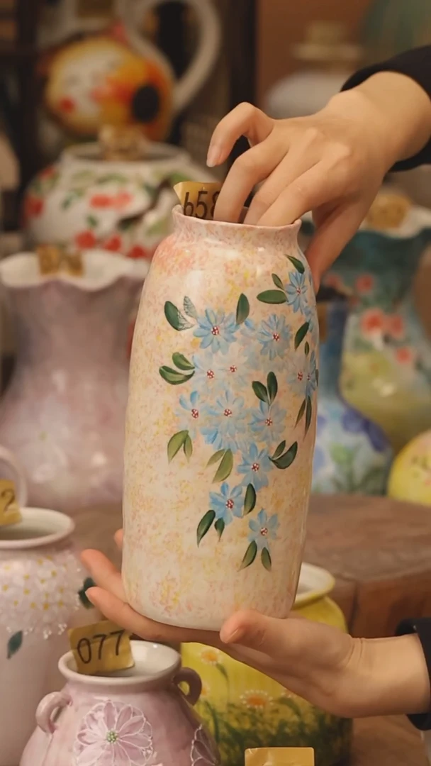 陶瓷景德镇设计师手作花器摆件侘寂风@M658@