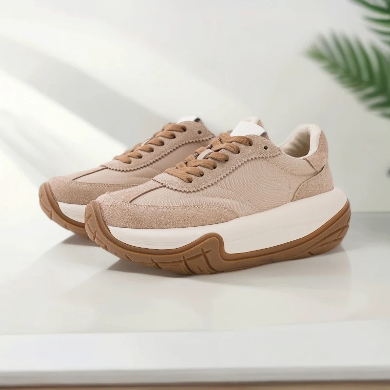 SGIRL TWTW奶茶色厚底老爹鞋2026春季新品小个子增高松糕鞋轮胎鞋