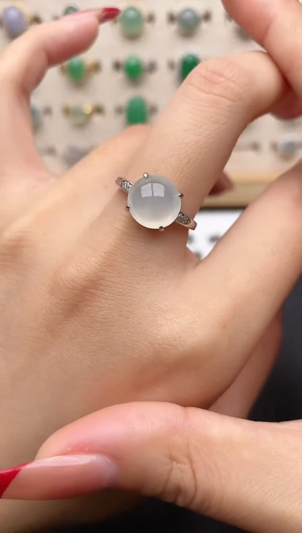 【闪购商品】翡翠戒指银S925镶嵌一物一证一礼盒