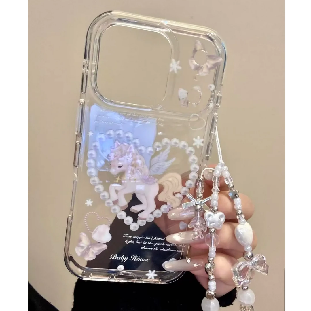 卡通爱心梦幻独角兽手机壳适用iPhone17promax16防摔包相机键透明