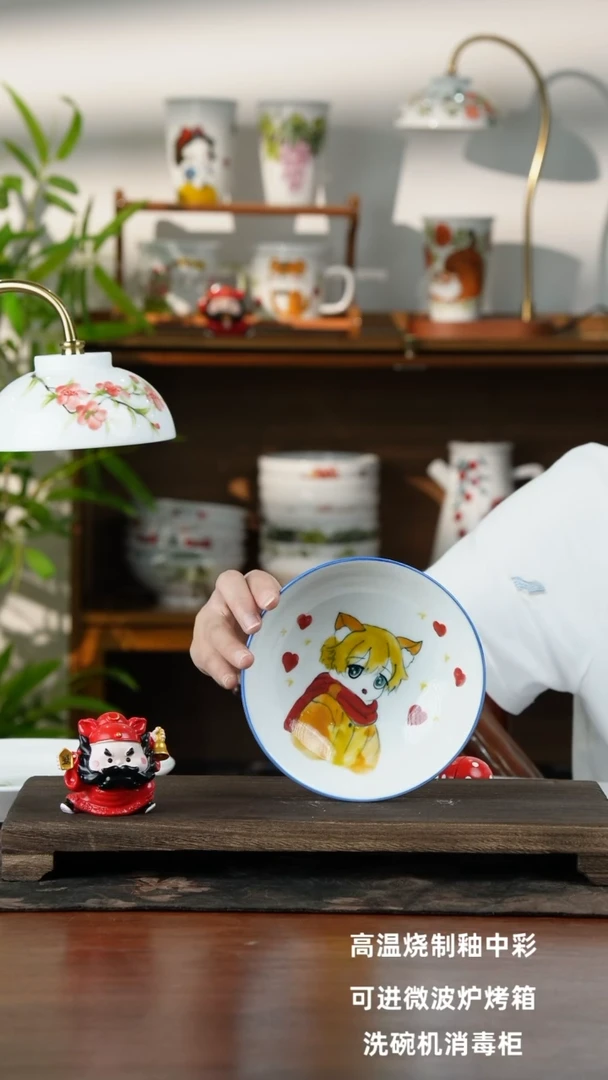 瓷片景德镇手绘釉中彩（食品级）小胖碗