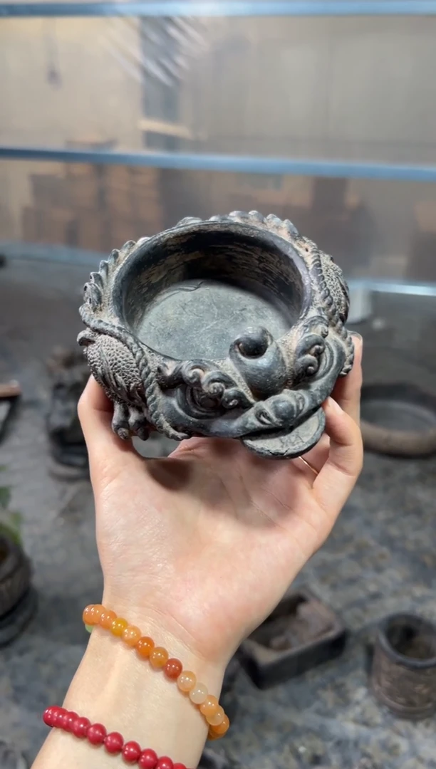 陶土【合成青石】金蟾盆