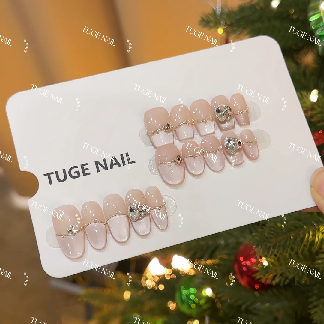 TugeNail “月湾星湖” 秋冬渐变猫眼美甲气质猫眼简约美甲-冰冰